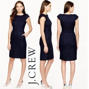 J.Crew Navy Cap Sleeve Sheath Dress Work to Evening Size 10 Petite | Pockets
